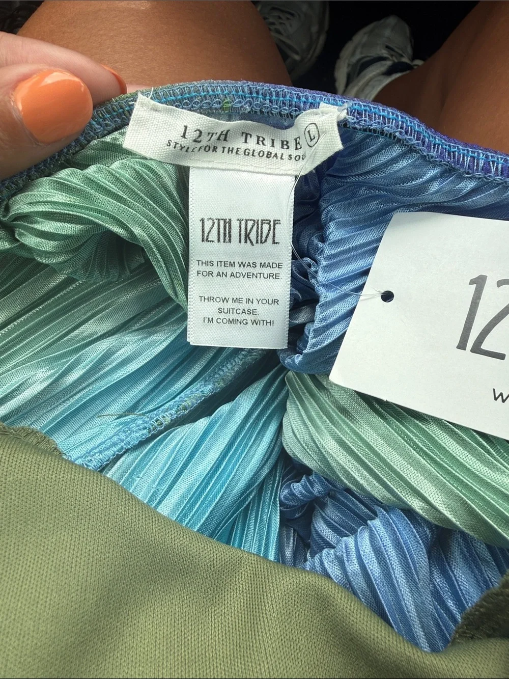 12th Tribe Strapless Vertical Stripe Maxi Dress in Blue, Green & Purple - Picture 4 of 6